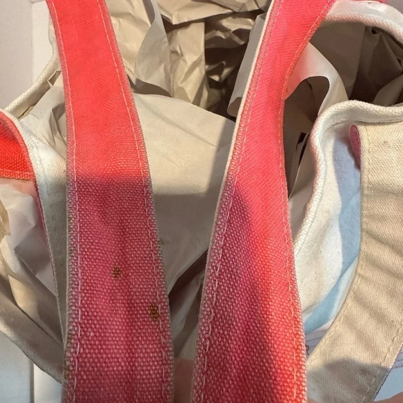 Medium, canvas tote bag  salmon, pink, and natural canvas - Picture 3 of 4